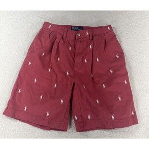 Vintage Polo Ralph Lauren Men Sz 30 Embroidered Logo Bermuda Pleated Tyler Short